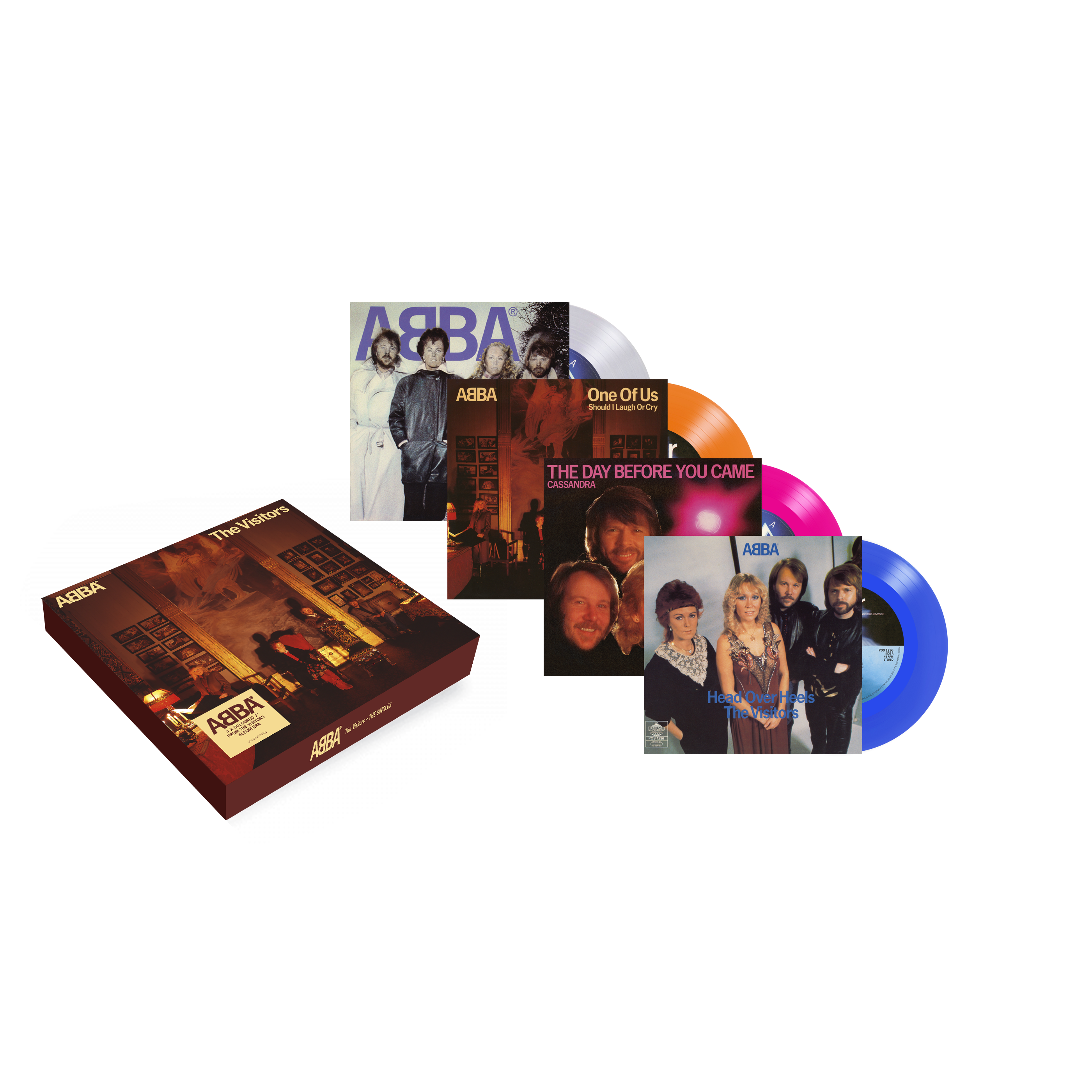 The Visitors - The Singles: 4 x 7″ Colour Vinyl Box Set - ABBA
