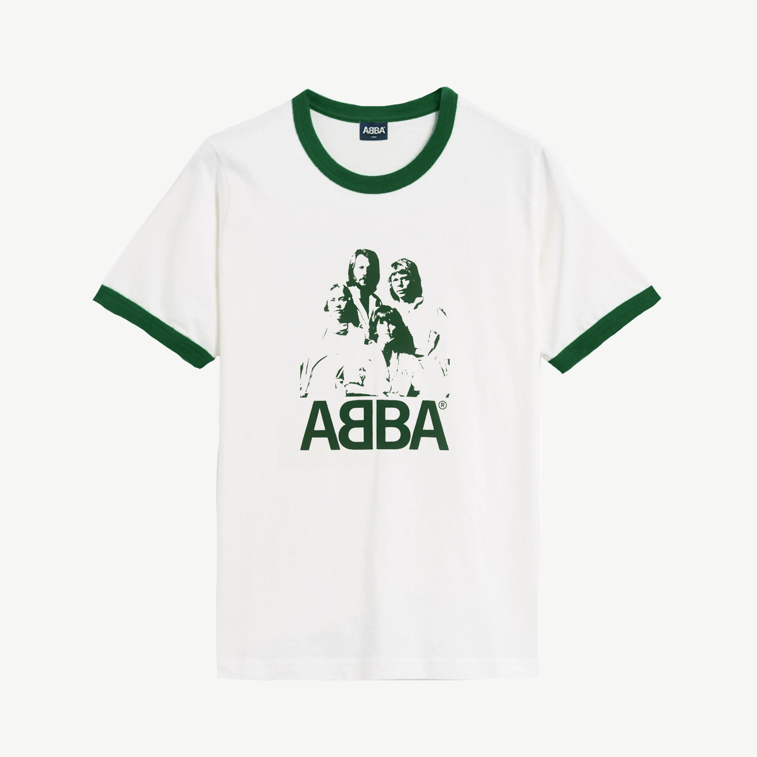 ABBA - ABBA Ringer T-shirt (Off-White/Green)