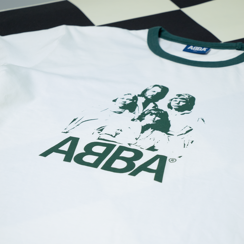 ABBA - ABBA Ringer T-shirt (Off-White/Green)
