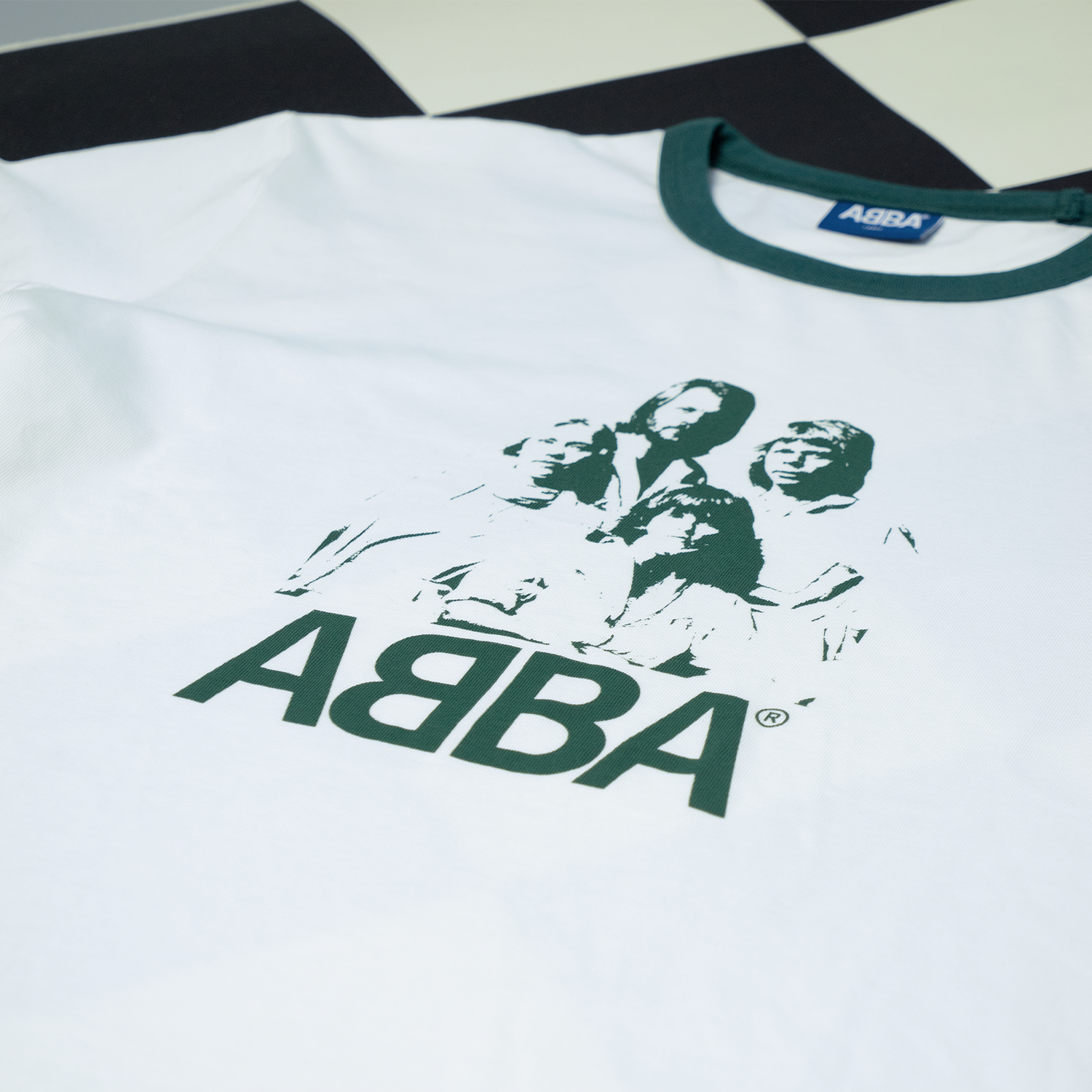 ABBA - ABBA Ringer T-shirt (Off-White/Green)