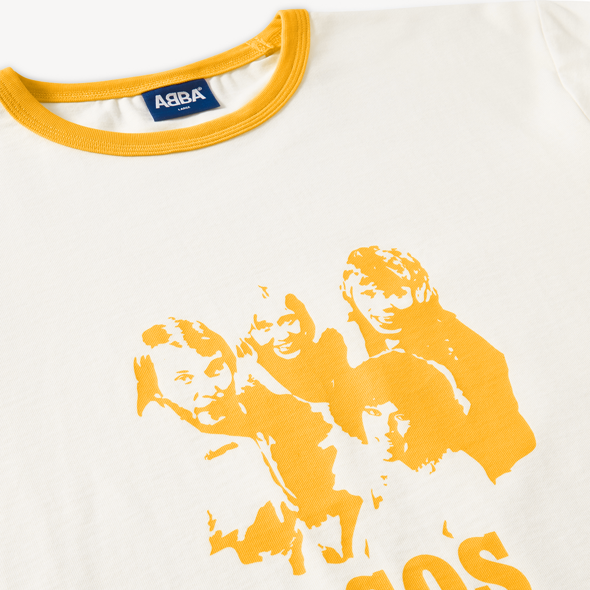 ABBA - ‘SOS’ Ringer T-shirt (Off-White/Yellow)